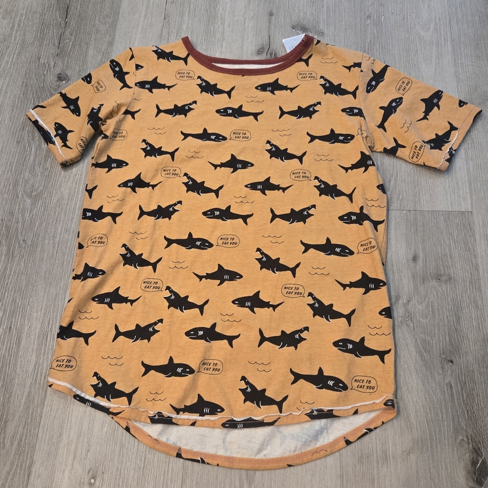 DotDotSmile Shark Nice To Eat You Short Sleeve Shirt Boys Size 12/14 NWT